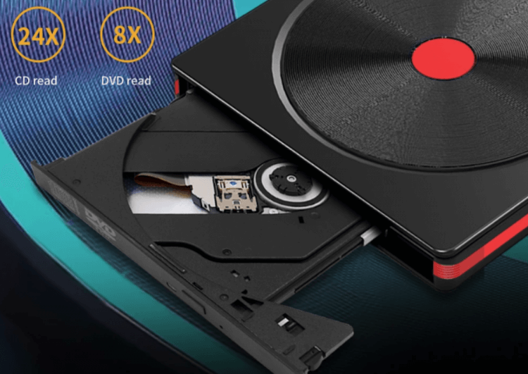 Внешний DVD‑привод для компьютера. Изображение: AliExpress. Фото.