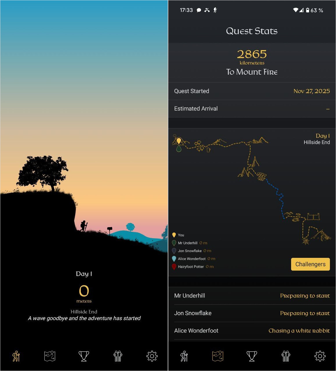 Бесплатный шагомер для телефона. Крутой шагомер, стилизованный под приключенческую игру. Фото.