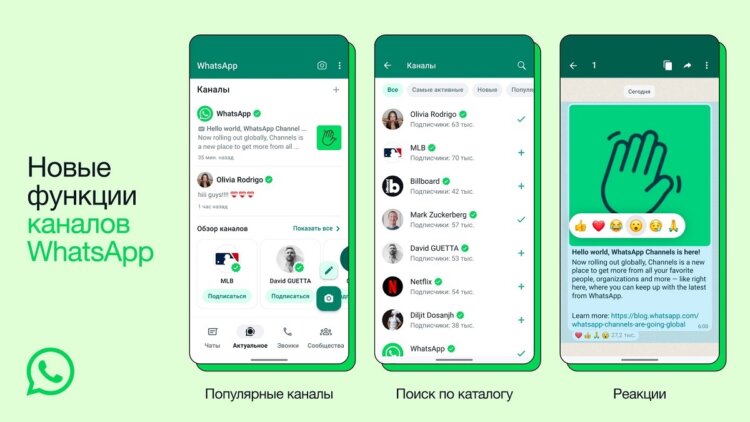 Каналы в мессенджере MAX. Каналы WhatsApp не работают на территории России. Фото.