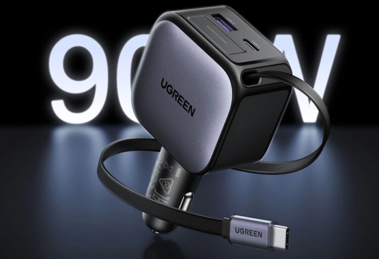Автомобильная зарядка UGREEN с кабелем. Ультимативная зарядка для автомобиля. Фото.