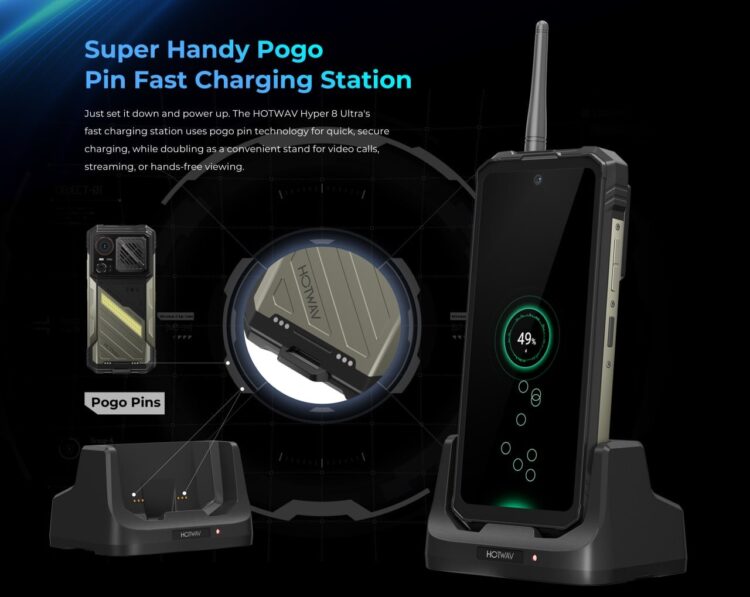 Характеристики HOTWAV Hyper 8 Ultra. Смартфон поддерживает удобную подставку для зарядки. Характеристики HOTWAV Hyper 8 Ultra. Смартфон поддерживает удобную подставку для зарядки. Фото.