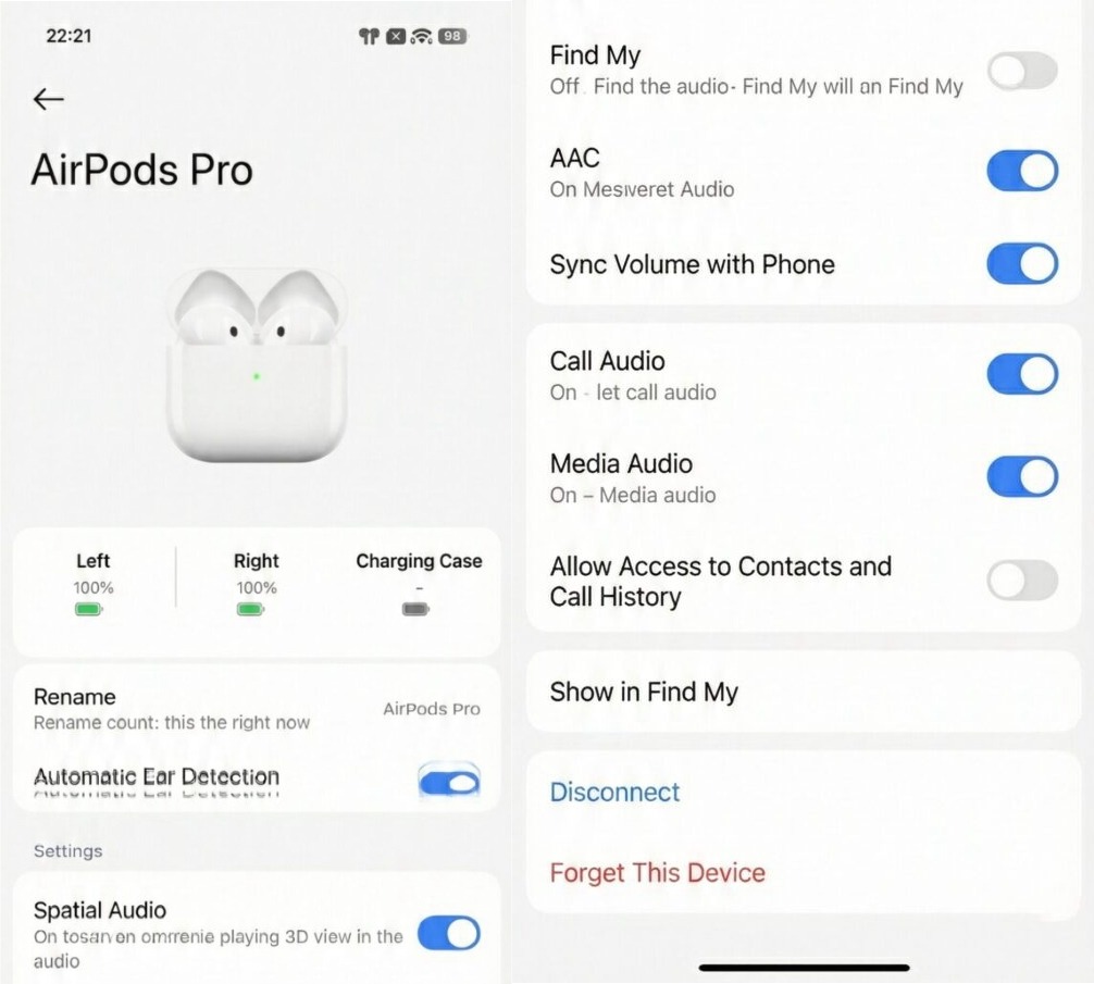 Как работают AirPods в HyperOS. Все настройки будут доступны без сторонних программ. Изображение: xiaomitime.com. Фото.
