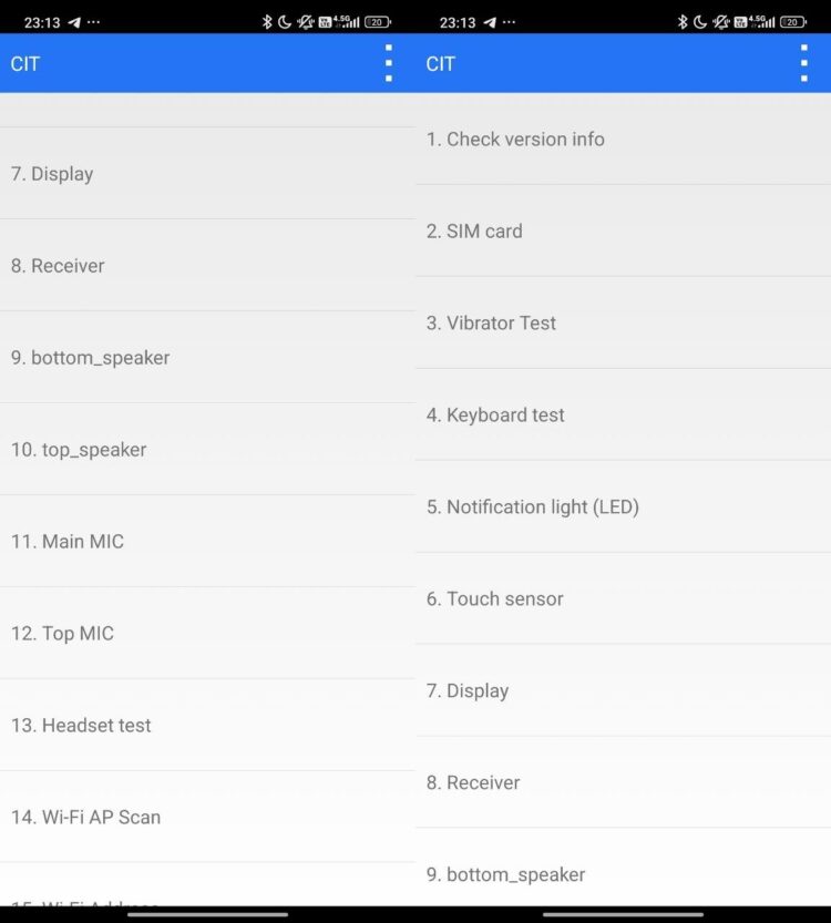 CIT Xiaomi — что это. Через меню CIT можно проверить работоспособность модулей смартфона. Фото.