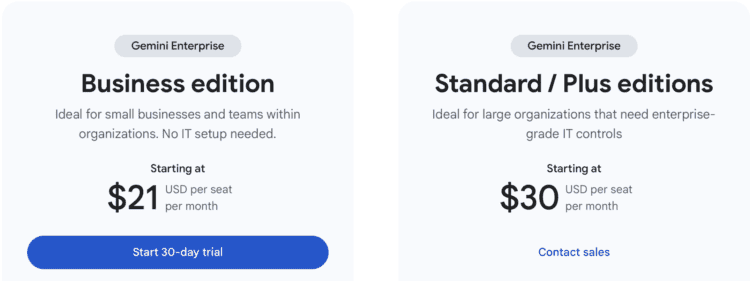 Как использовать Gemini Enterprise бесплатно. Нам нужно то, что слева. Фото.