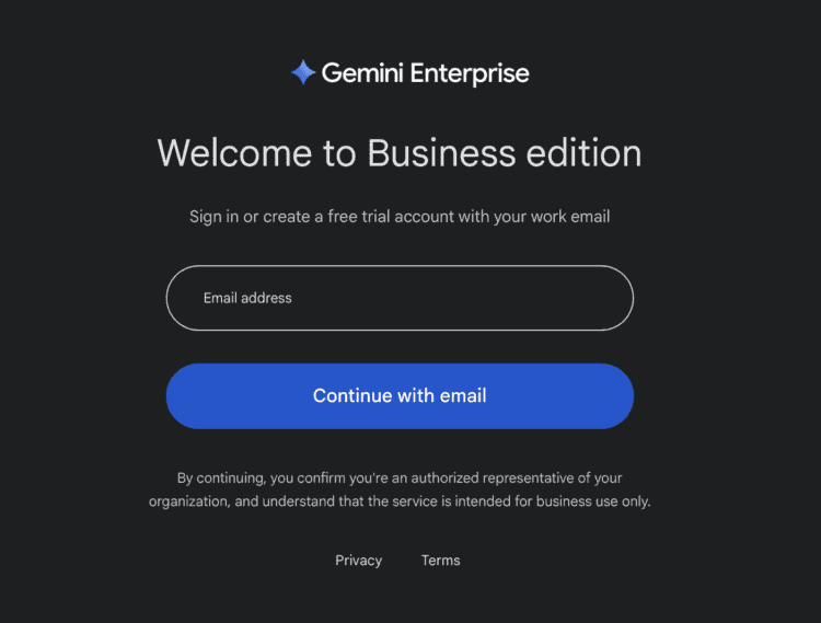 Как использовать Gemini Enterprise бесплатно. Вводим почту Google. Фото.
