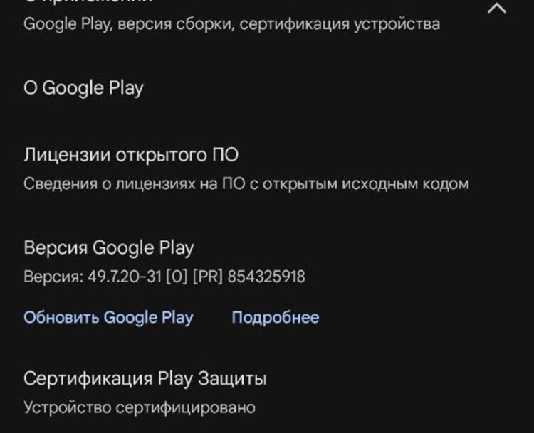 Как обновить Google Play на Андроид. Проверьте версию Гугл Плей в настройках. Фото.