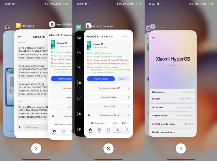 Новое оформление списка запущенных приложений. Привыкаем к отображению приложений стеком. Фото.