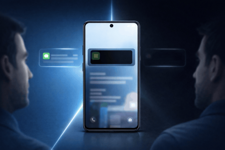 Дисплей-антишпион в Galaxy S26: как Samsung будет прятать вашу переписку от посторонних взглядов. Заглянуть в телефон и подсмотреть пароль больше получится. Фото.