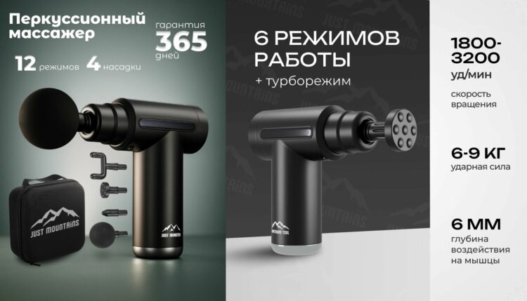 Перкуссионный массажер для тела. Расслабит так, что он забудет о боли. Фото.