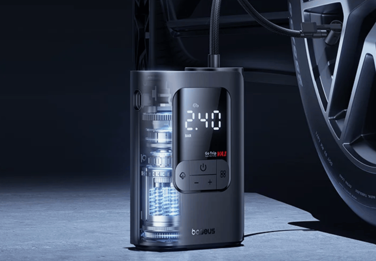 Беспроводной автокомпрессор Baseus. Изображение: AliExpress. Фото.