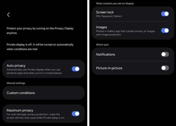 Чем экран с защитой от подглядывания лучше пленок. Режим приватности и его интенсивность можно будет регулировать в настройках. Изображение: androidauthority. Фото.