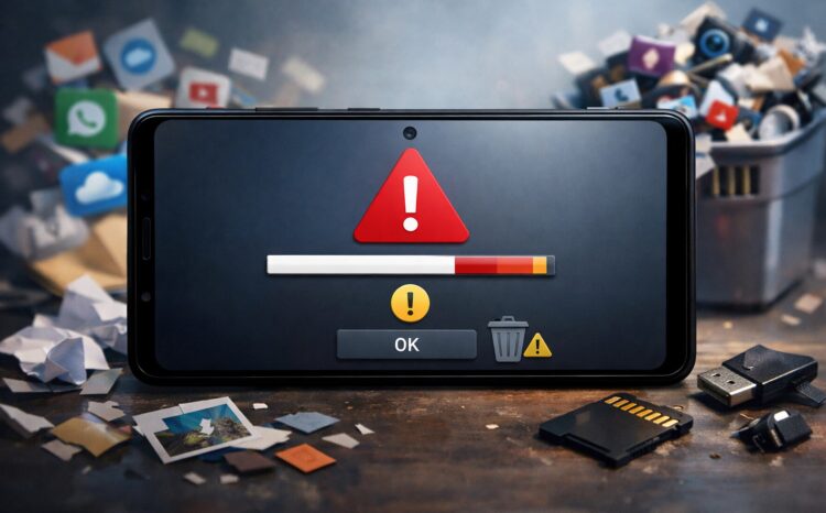 Переполнение памяти смартфона. Со временем памяти становится меньше. Фото.