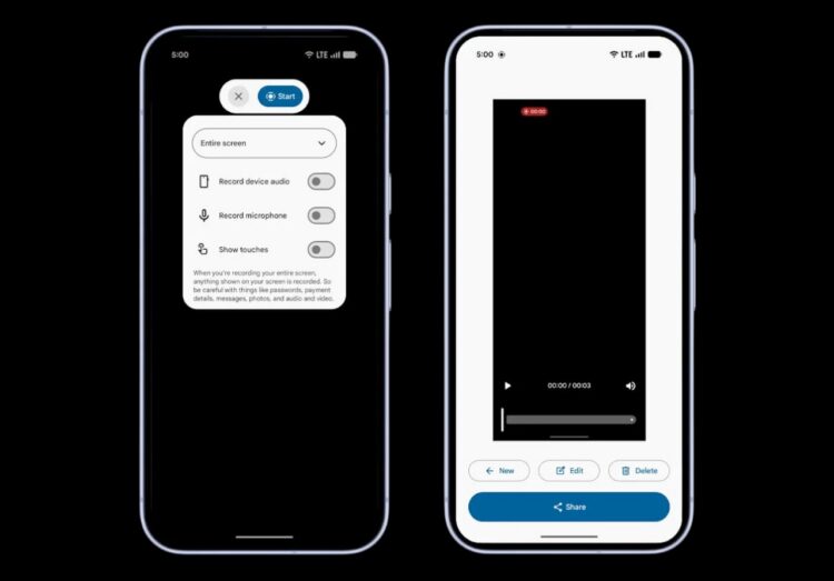 Запись экрана выглядит теперь так. Фото.