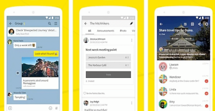 Какие функции есть в KakaoTalk. Интерфейс немного иной, но нельзя сказать, что он принципиально отличается от других мессенджеров. Фото.