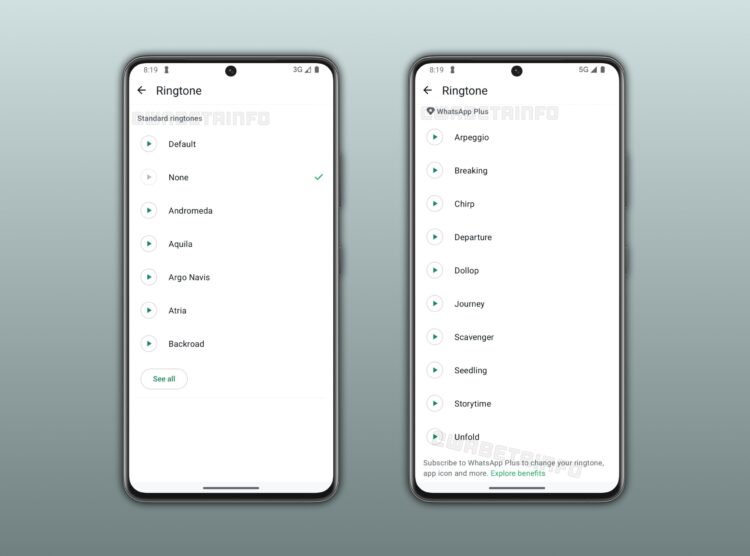 Эксклюзивные рингтоны тоже подвезли. Изображение:WABetaInfo. Фото.