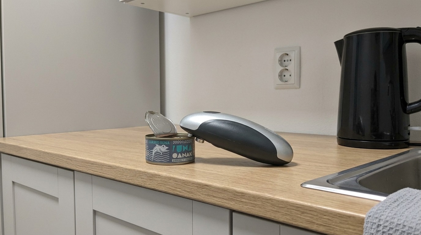 Жена теперь открывает консервы одной кнопкой — я даже не успеваю помочь. Фото.