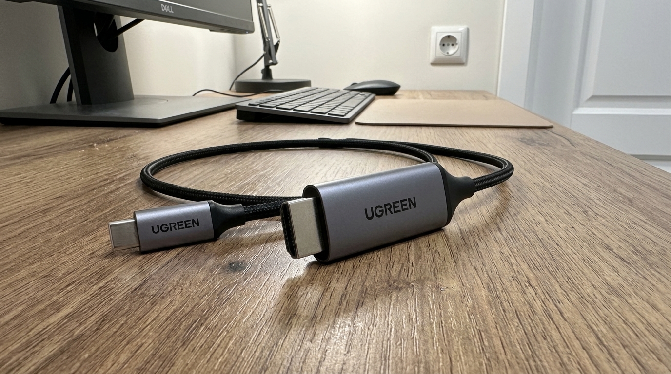 Взял двухметровый — хватает от ноутбука до монитора на стене. Фото.