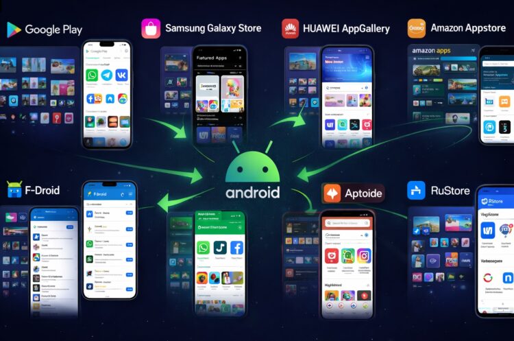 Магазинов приложений на Android вагон и маленькая тележка. Фото.