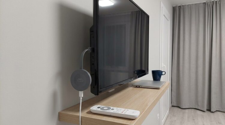 Такой «свисток» компактен и прост в использовании, а внутри — чистый Андроид ТВ. Фото.