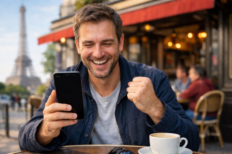 Когда зашел на Госуслуги, попивая кофе в парижском кафе. Фото.