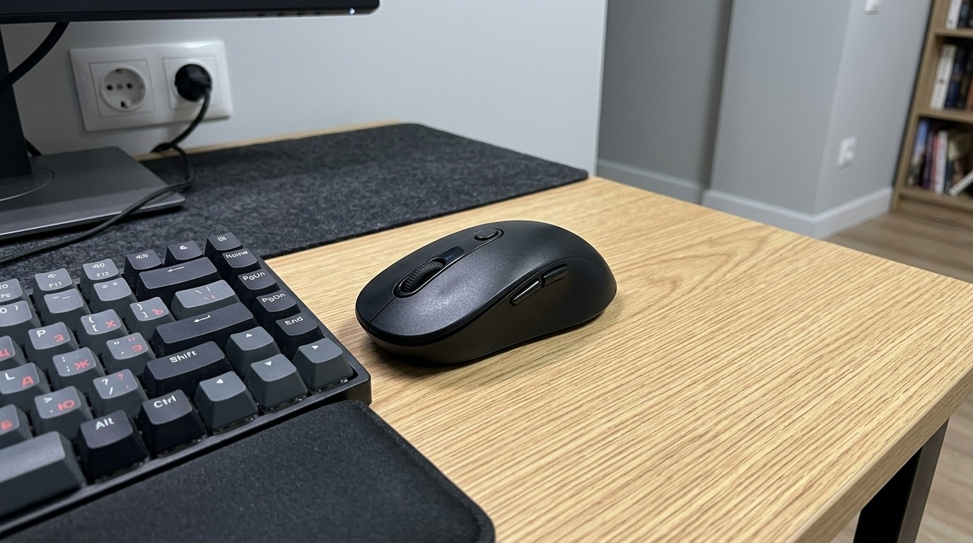 Bluetooth 5.2, DPI до 4000, боковые кнопки — по сути, полноценная рабочая мышь за тысячу рублей. Фото.