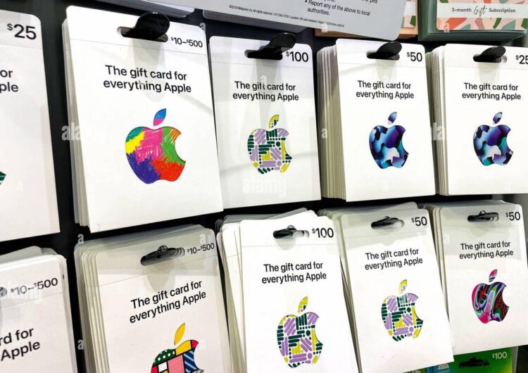 Подарочные карты Apple позволяют пополнять баланс и оплачивать подписки и не только их. Фото.
