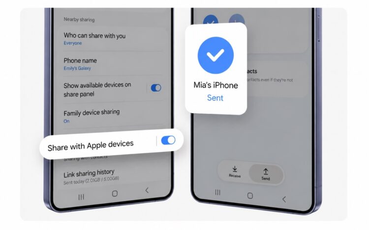 Теперь и Samsung поддерживает функцию AirDrop. Фото.