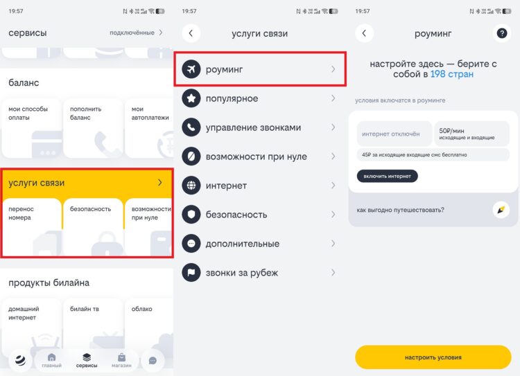 Во всех операторских приложениях схема плюс-минус та же. Фото.