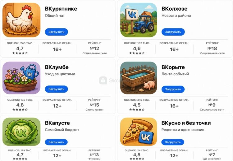 В интернете шутят, что в ближайшее время выйдут такие клоны ВК. Фото.