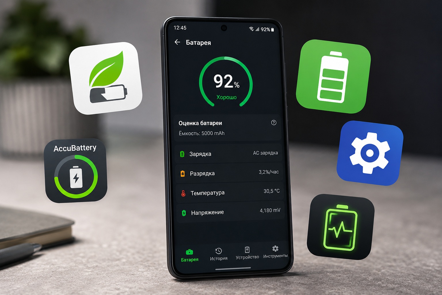 ТОП-5 приложений для проверки батареи смартфона Android
