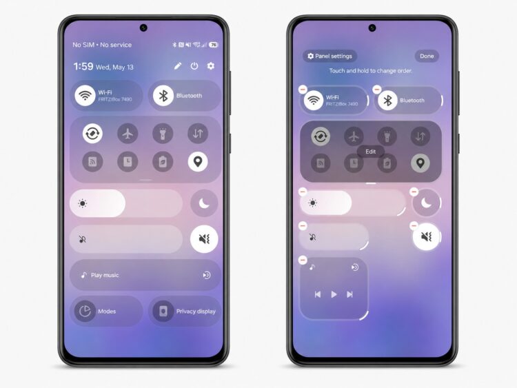 Так будет выглядеть обновлённая шторка на Samsung. Фото.