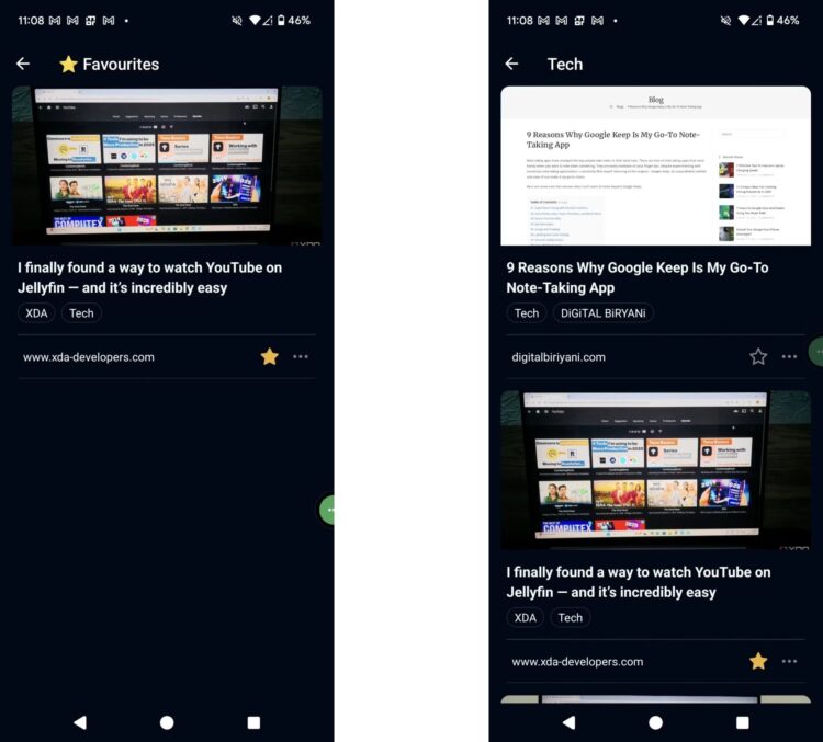 Удобное приложение для хранения закладок. Изображение: xda-developers.com. Фото.