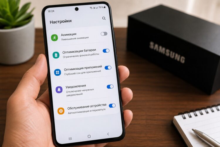 Показываю правильные настройки оптимизации Samsung. Фото.