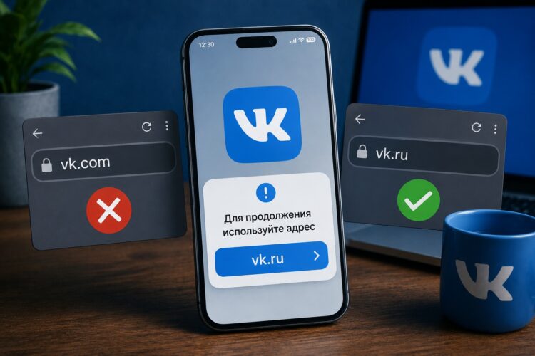 Почему ВКонтакте просит перейти на vk.ru и что нужно делать. Фото.