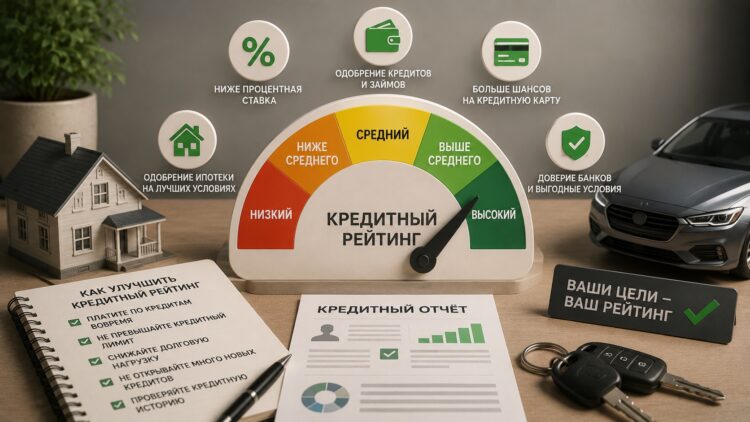 Кредитный рейтинг влияет буквально на всё, что касается ваших будущих кредитов. Фото.