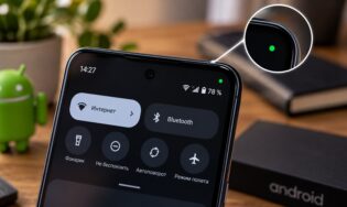 Зелёная точка на экране телефона Android