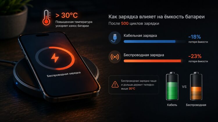 Беспроводная зарядка реально опаснее проводной. Фото.