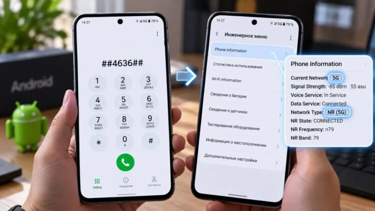 Проверка 5G через инженерное меню Android