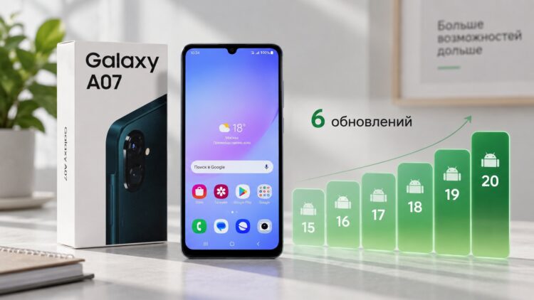 Galaxy A07 и его будущие обновления Android. Фото.