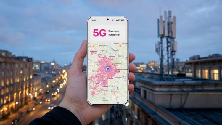 Google Pixel 11 с картой покрытия 5G на экране