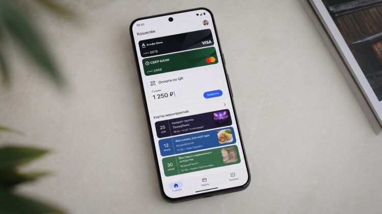 Так бы мог выглядеть новый Google Кошелёк, если бы он полноценно работал в России. Фото.
