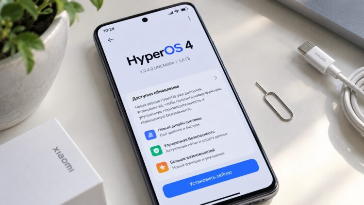 Глобальная версия HyperOS 4 на смартфоне Xiaomi. Фото.