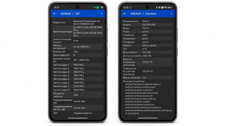 Железо POCO X8 в AIDA64