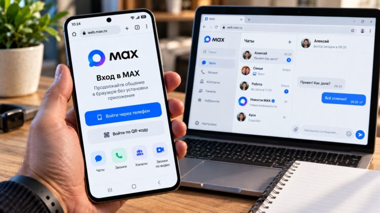 Вход в MAX через браузер на телефоне