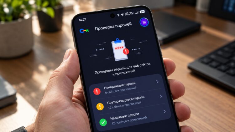 Проверка надёжности паролей в менеджере от Google
