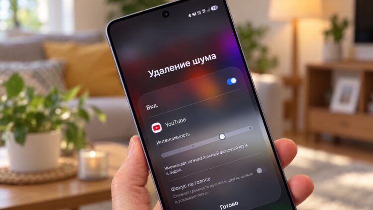Удаление шума в YouTube через настройки Samsung