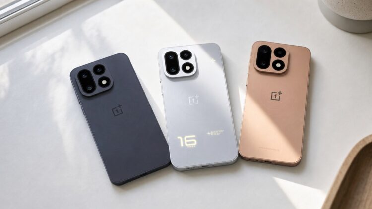 Три цвета OnePlus 16: тёмный, серебристый и медный