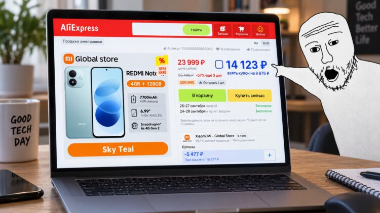Цена REDMI Note 17 на AliExpress. Фото.