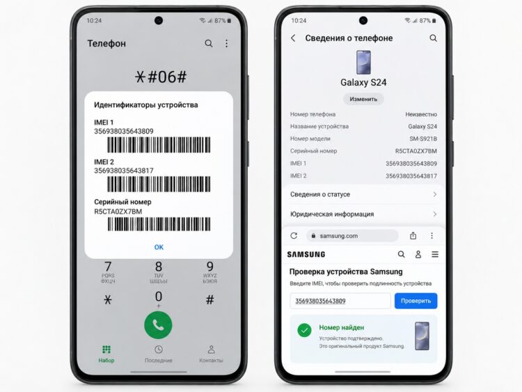 Проверка смартфона Samsung по IMEI