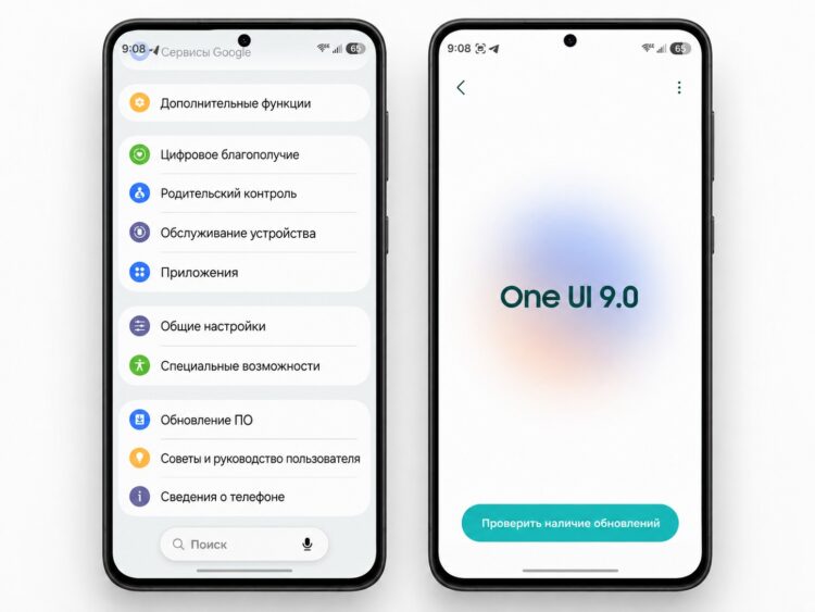 Проверка наличия обновлений на смартфоне Samsung. Фото.